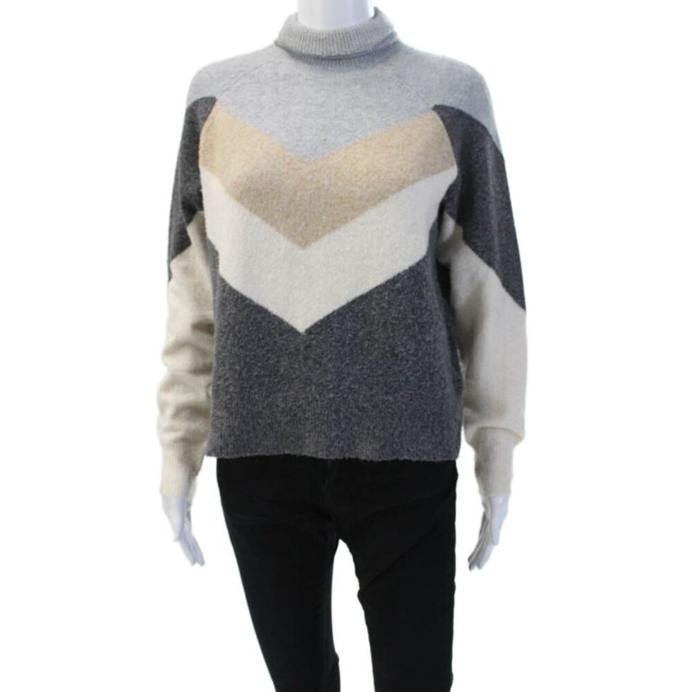 Vero Moda Women's Turtleneck Long Sleeves Colorblock Sweater Gray Size XS